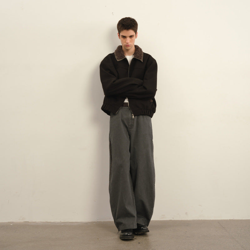 Men's bomber jacket with teddy collar, zipper, and elastic hem Fashion Glam