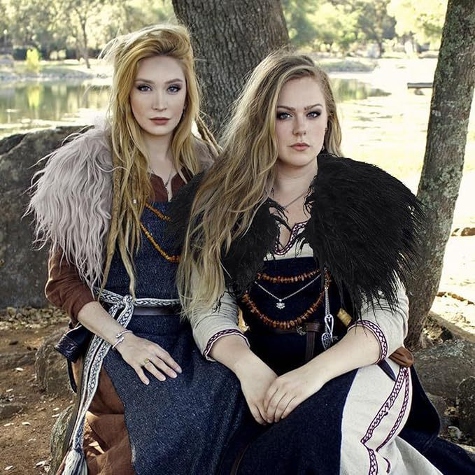Ladies' shoulder stole made of long-fiber artificial fur with dramatic shaggy collar Fashion Glam