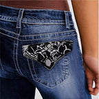Women's Bootcut Jeans with contrasting decorative seams and sculpting stretchy waistband Fashion Glam