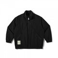 Unisex Lightweight Boxy Utility Jacket with Stand-Up Collar, Diagonal Zipper and Elastic Hem Fashion Glam