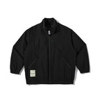 Unisex Lightweight Boxy Utility Jacket with Stand-Up Collar, Diagonal Zipper and Elastic Hem Fashion Glam