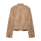 Women's short jacket in military style with stand-up collar and decorative button detail Fashion Glam