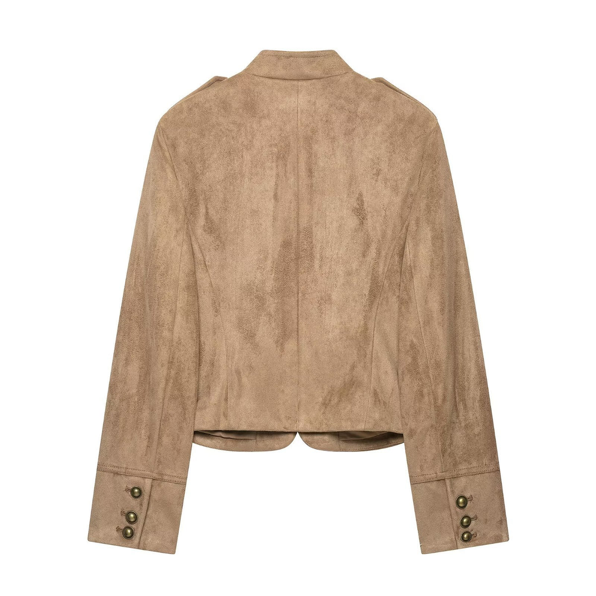 Women's short jacket in military style with stand-up collar and decorative button detail Fashion Glam