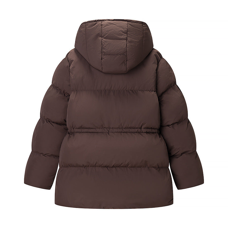 Ladies Quilted Hooded Down Jacket with Waist Adjustment and Wide Oversize Cut Fashion Glam