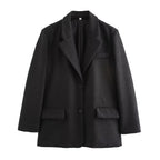 Women Long Wool Blend Double-Breasted Coat with Notched Collar and Flap Pockets Fashion Glam