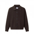 Unisex Boxy cardigan with shirt collar, ribbed texture and continuous button placket Fashion Glam