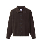 Unisex Boxy cardigan with shirt collar, ribbed texture and continuous button placket Fashion Glam