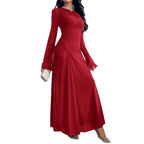 Women's maxi dress with gathered waist and bell sleeves Fashion Glam