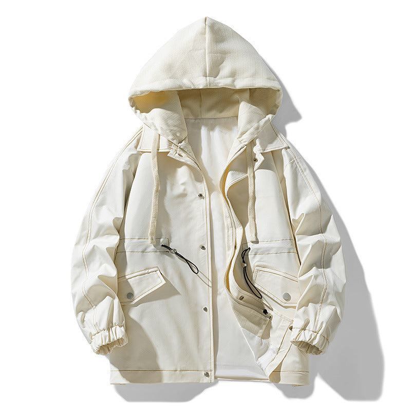 Men's utility field jacket with contrasting hood, adjustable hem and large patch pockets Fashion Glam