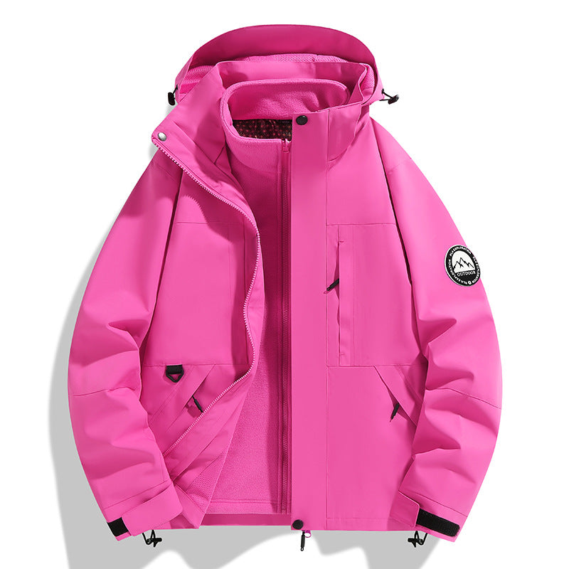 Women's two-layer softshell outdoor jacket with removable fleece inner jacket and hood Fashion Glam