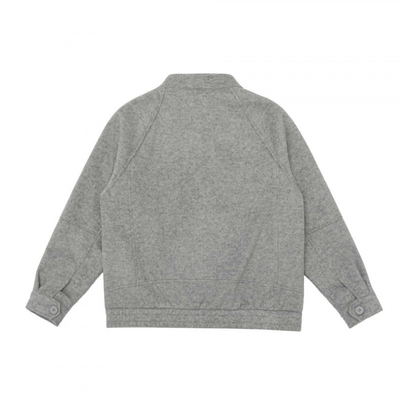[Unisex] Boxy Wool Blend Zip Jacket in Overshirt Style with Short Stand-Up Collar Fashion Glam