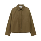 Women's Boxy Cropped Shirt Jacket with Patch Chest Pockets Fashion Glam