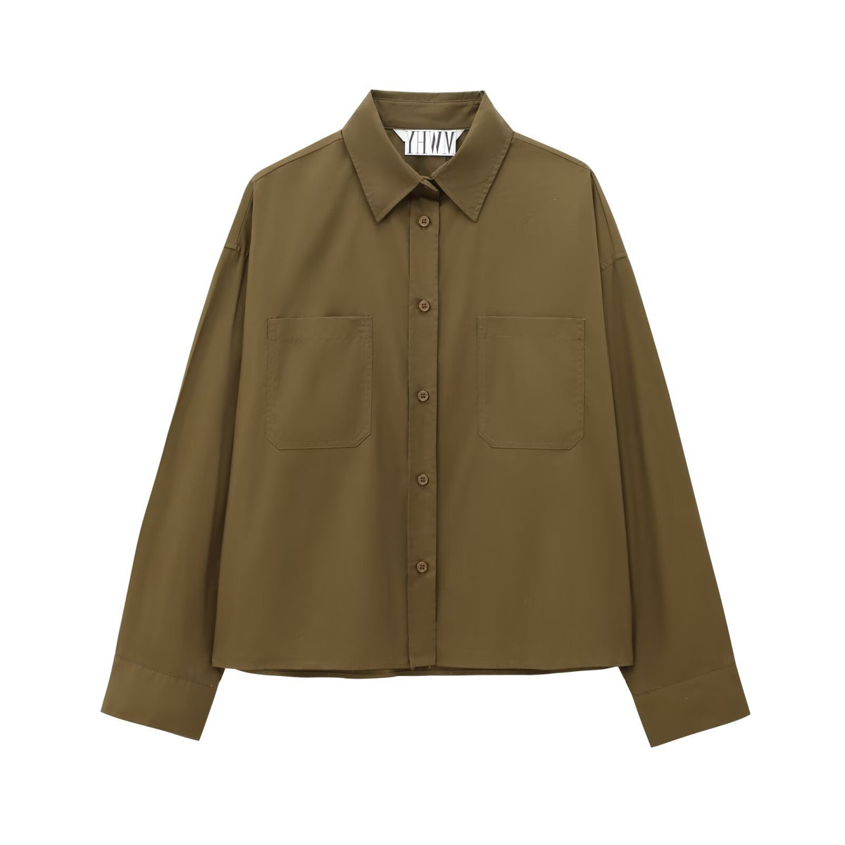 Women's Boxy Cropped Shirt Jacket with Patch Chest Pockets Fashion Glam