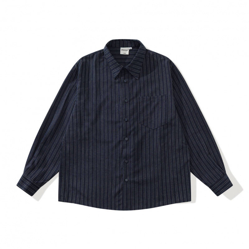 Unisex Oversized Striped Shirt in Relaxed Fit with Chest Pocket Fashion Glam