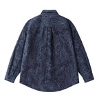 Unisex Oversized Shirt Jacket with Paisley Jacquard, Full Button Placket and Chest Pocket Fashion Glam