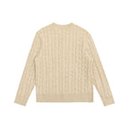 Unisex Chunky Knit Henley Sweater with Cable Pattern and Half Button Placket Fashion Glam