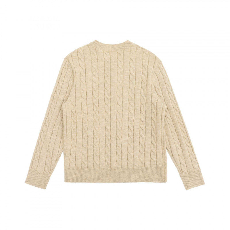 Unisex Chunky Knit Henley Sweater with Cable Pattern and Half Button Placket Fashion Glam
