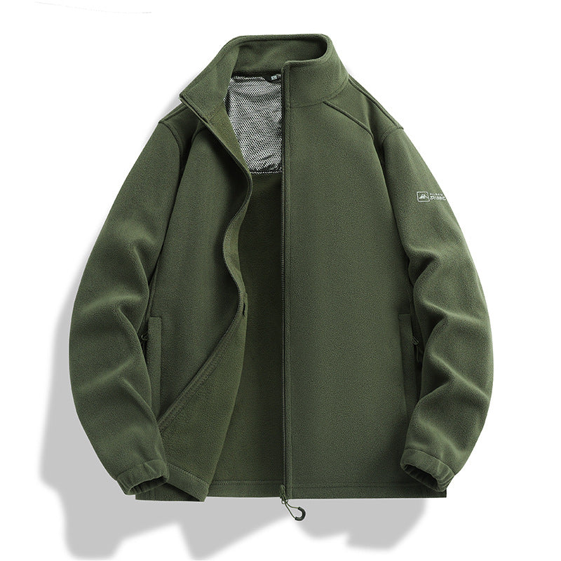 Men's fleece jacket with stand-up collar, wind-resistant microfleece and zippered pockets Fashion Glam