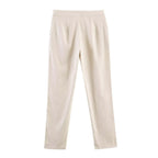 Women's Slim Straight Fabric Trousers with Concealed Zipper and Side Pockets Fashion Glam