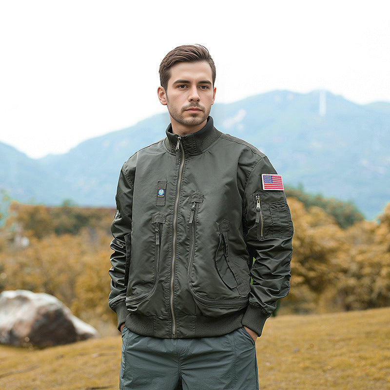 Men's bomber jacket pilot style lightly padded with two-way zipper and arm pocket Fashion Glam