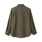 Women Oversize Check Shirt with Chest Pocket and Curved Hem Fashion Glam