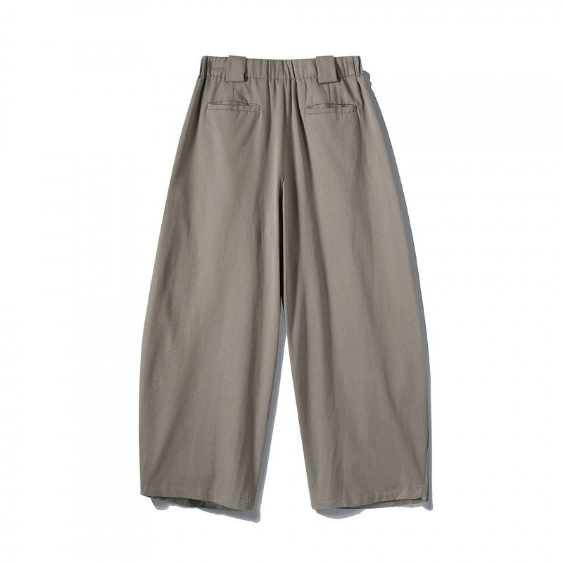 Men's wide-cut pleat-front trousers with cropped leg length Fashion Glam