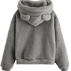 Women's Cozy Teddy Fleece Hoodie with Bear Ears and Oversized Fit Fashion Glam