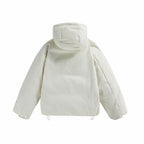 Unisex Short Padded Hooded Transition Jacket in Boxy Cut with High Stand Collar Fashion Glam