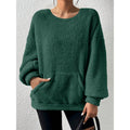 Ladies Cozy Oversized Sherpa Sweater with Kangaroo Pocket and Balloon Sleeves Fashion Glam