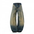 Women's Loose High-Waist Baggy Jeans with Used Wash and Distressed Details Fashion Glam