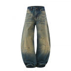 Women's Loose High-Waist Baggy Jeans with Used Wash and Distressed Details Fashion Glam