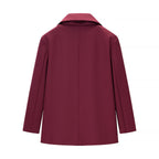 Women Simple Single-Button Long Blazer with Satin Lining and Patch Pockets Fashion Glam