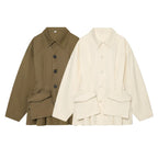 Women's Boxy Short Jacket in Utility Look with Oversized Flap Pockets Fashion Glam