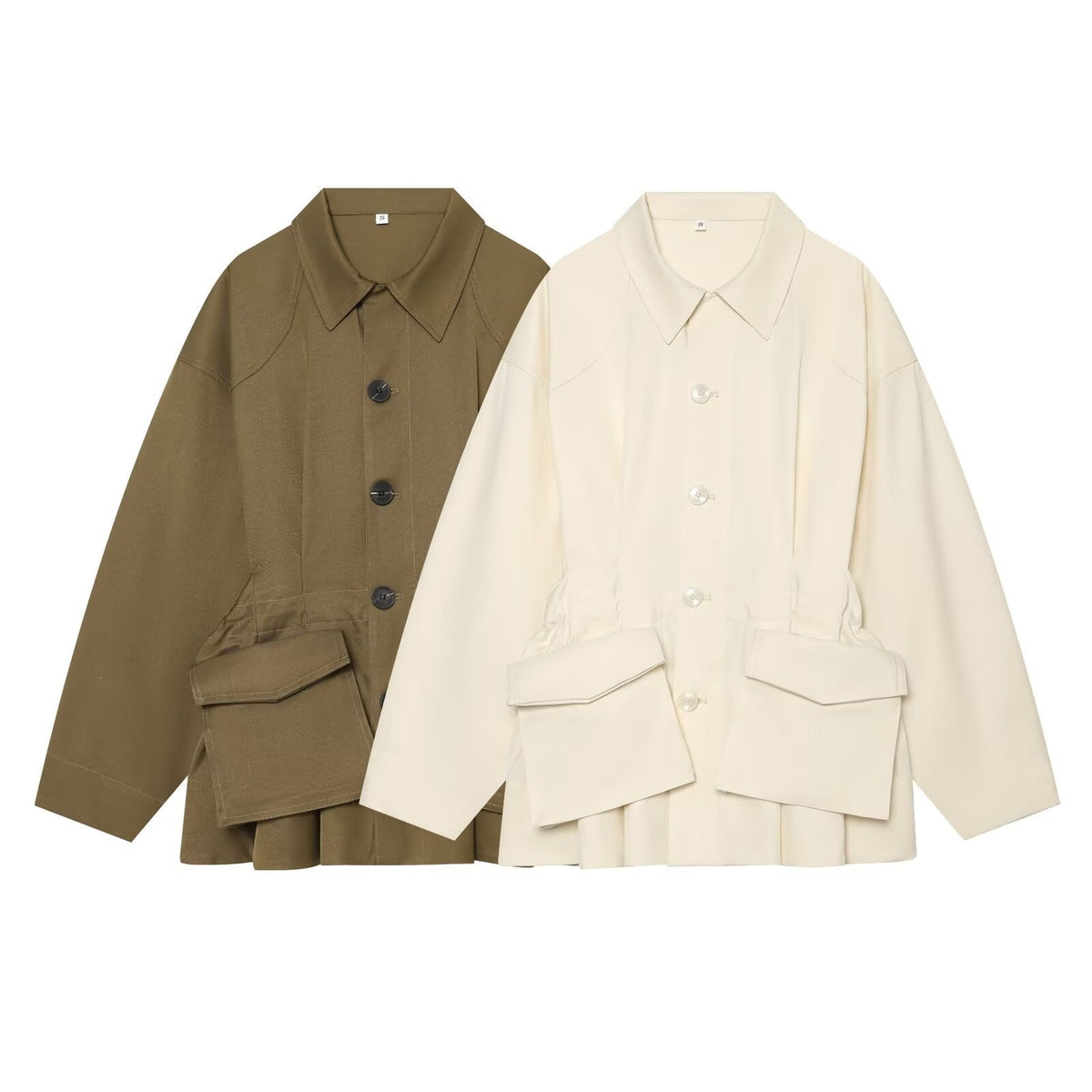Women's Boxy Short Jacket in Utility Look with Oversized Flap Pockets Fashion Glam