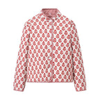 Women's Light Print Cotton Cardigan in Boxy Cut with Contrasting Cuffs Fashion Glam