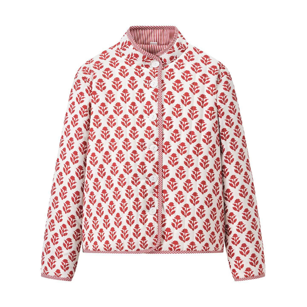 Women's Light Print Cotton Cardigan in Boxy Cut with Contrasting Cuffs Fashion Glam