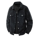 Men's cord overshirt with floral textured print, chest pockets, and relaxed fit Fashion Glam