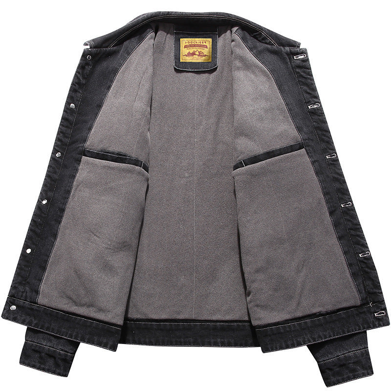 Men's denim jacket with patch pockets and worn effects Fashion Glam