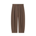 Women wide cropped pants with high waist, pleats and visible front zipper Fashion Glam