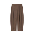 Women wide cropped pants with high waist, pleats and visible front zipper Fashion Glam