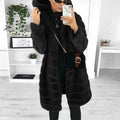 Women's Hooded Faux Fur Coat with Quilted Panel Structure Fashion Glam