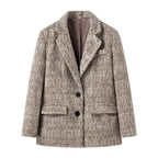 Ladies short blazer coat made of wool blend with bouclé structure and flap pockets Fashion Glam