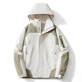 Men's technical softshell hooded jacket with contrast panels and zippered sleeve pocket Fashion Glam