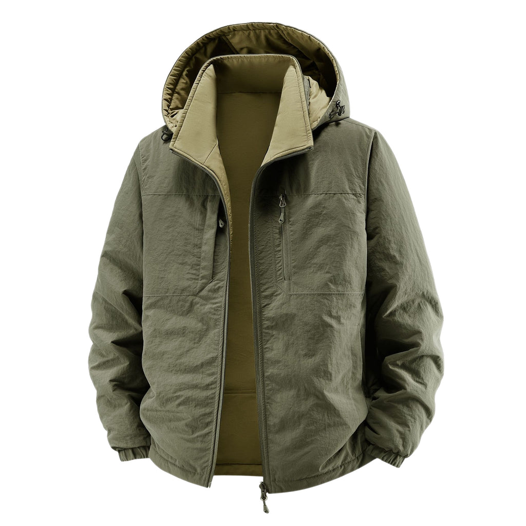 Men's thermo field jacket with fleece lining, hood and front pockets Fashion Glam