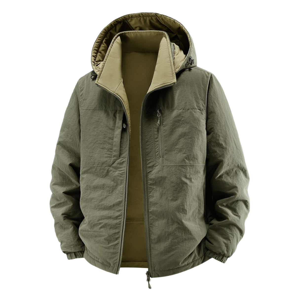Men's thermo field jacket with fleece lining, hood and front pockets Fashion Glam