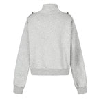 Unisex Sweat Jacket in Military Look with Double Button Placket Fashion Glam