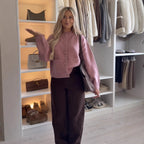 Ladies fine knit cardigan with round neck, patch pockets and boxy silhouette Fashion Glam