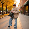 Women's Oversize Faux Fur Coat in Teddy Look with High Collar Fashion Glam