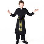 Men's Priest Costume with Cape and Golden Accessories Fashion Glam