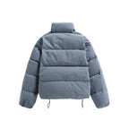 Women's short quilted jacket in check pattern with high stand-up collar and drawstring Fashion Glam